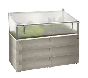 360 stand Exaco COMBI RB-CF 20828 Juwel Kombi Dual Function Raised Bed & Cold Frame, Grey, 51x24 in, Pre-Assembled, UV Protected, Dual-Use Indoor Furniture Bed Frame