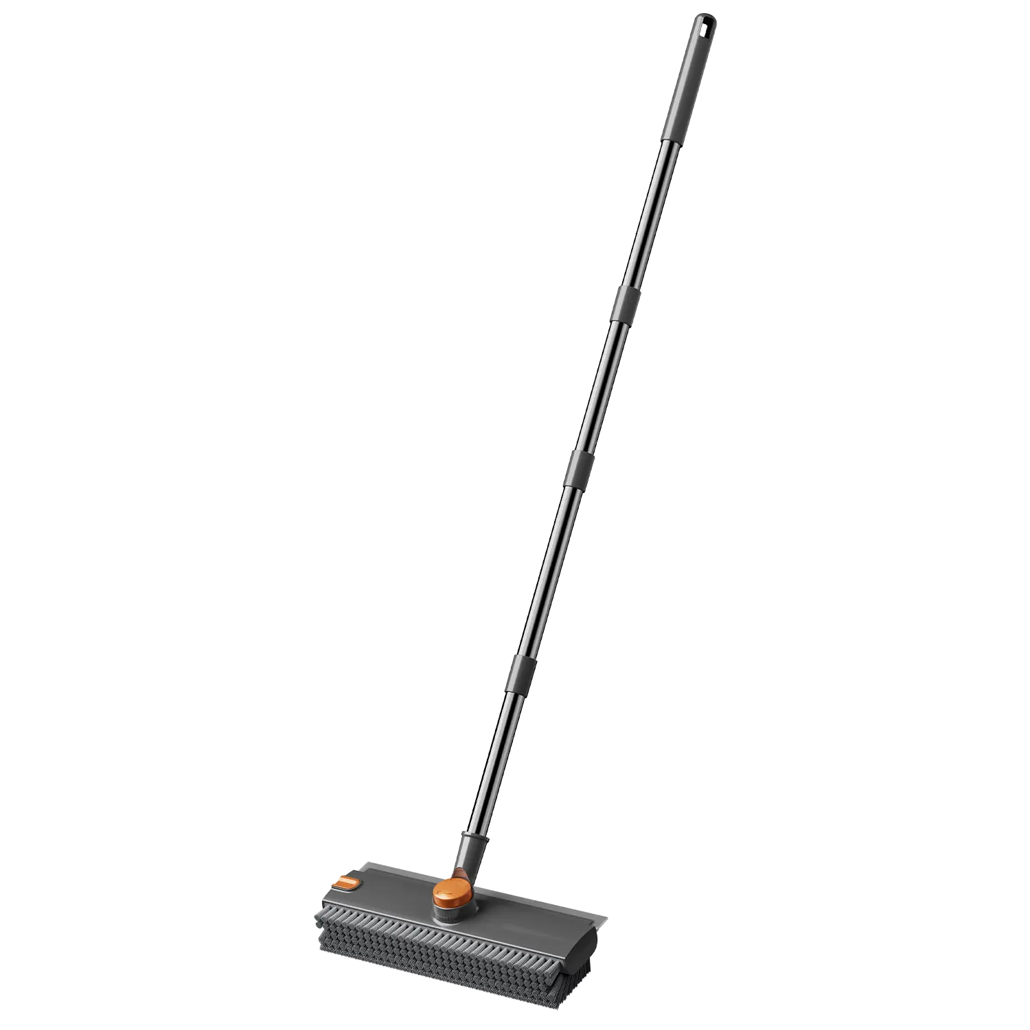 360° Rotating 4-in-1 Floor Scrub Brush Cleaning Tool - Adjustable Extendable 28-52" Long-Handled Broom, Includes Squeegee & Tweezer, for Kitchen/Bath Floor Cleaning, Tile & Grout Essentials