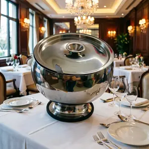 Stainless Steel Bowl with Slanted Mouth and Base, High-Value Self-Service Seasoning Container with Lid, Home and Restaurant Use, Durable Kitchenware