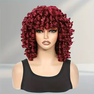 Large Roll Synthetic Wigs for Halloween And Christmas Costumes: Orange, Pink, Burgundy, Golden. Candy Colored Bizarre Costume for Halloween Christmas Music Festival Gift Person Costume