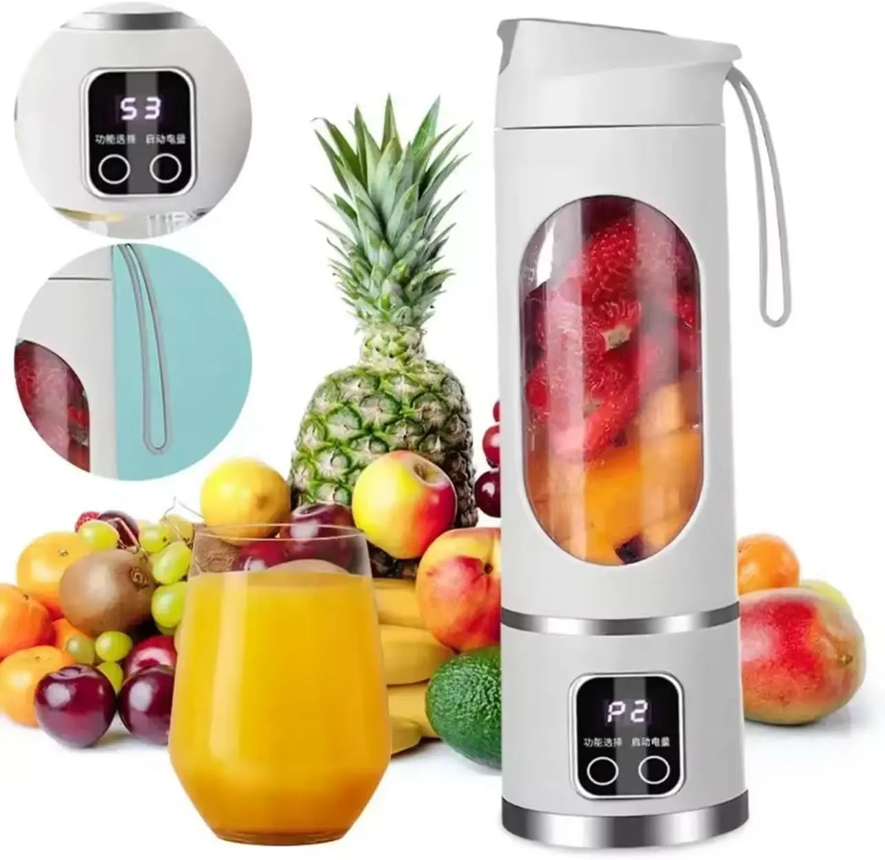 Portable USB Rechargeable Juicer Blender, 450ML Kitchen Appliance, for Shakes & Smoothies, Compact, Convenient, Versatile, Ideal for Outdoor Camping (White), Portable Juicer Blender, Usb Rechargeable Blender