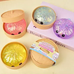 Colorful Kawaii Steamed Bun Squishy TPR Slow Rise Stress Relief Toy Cute Sensory Fidget Squeeze Toy For Kids Adults Anxiety Decompression Gift Office Desk Travel Party Favor
