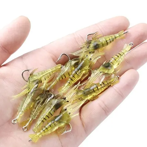 Soft Silicone Fishing Lure Kit - Flexible Lifelike Artificial Lures with Hooks, Accessories for Beginners, Experienced Anglers to Attract Bass, Outdoor Use