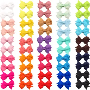 2In Fully Covered Minimalist Style Plain Bow Hair Clips, 50Pcs/Set Elegant Casual Trend Cute Hair Clips for Daily and Party Decorative Hairstyle Creative Trendy Versatile Hair Accessories in Pairs