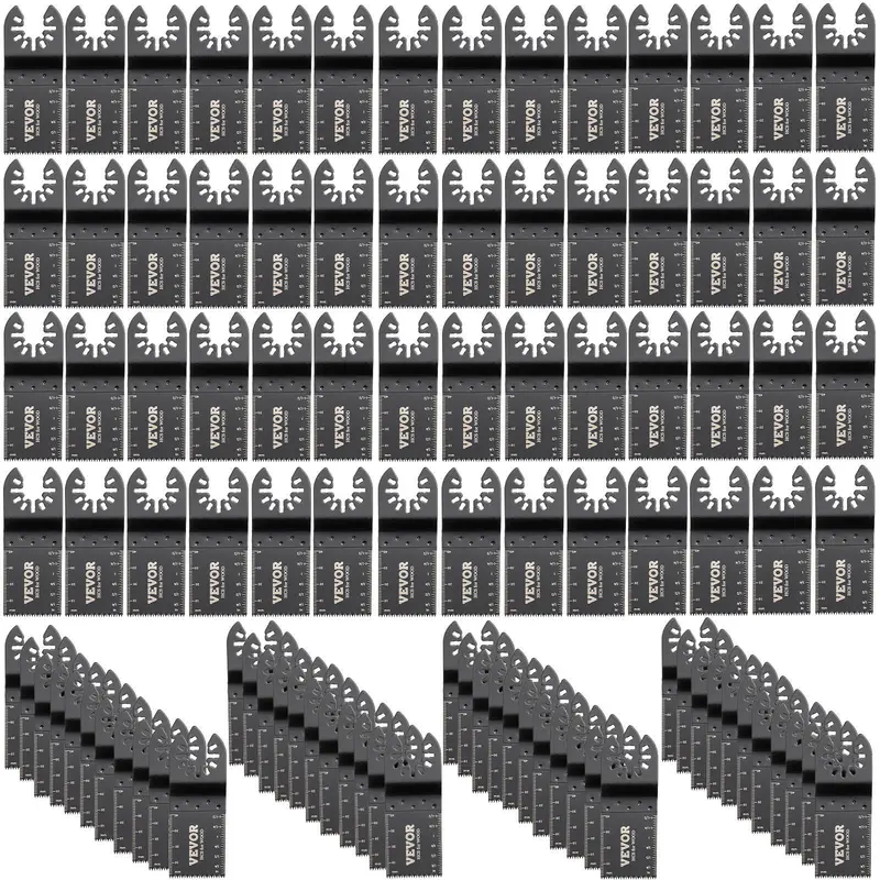 【summerfinds】VEVOR 100PCS Oscillating Saw Blades, Quick Release Multitool Blades Kit, HCS Tool Blades for Wood Plastic Metal Nails Bolts, Compatible with Dewalt Dremel Fein Worx Bosch Makita Milwaukee