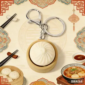 Funny Prank Soup Dumpling Squishy Keychain, Ultra Soft Silicone Squeeze Fidget Toy, Trendy Stress Relief Hand Toy for Young Adults