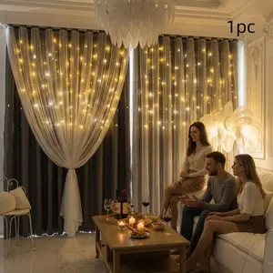 1pc Double Layer Star Cutout Blackout Window Cover Curtains For Living Room High Blackout gray Thermal Insulated Privacy Protect Same Color Both Sides Easy Install