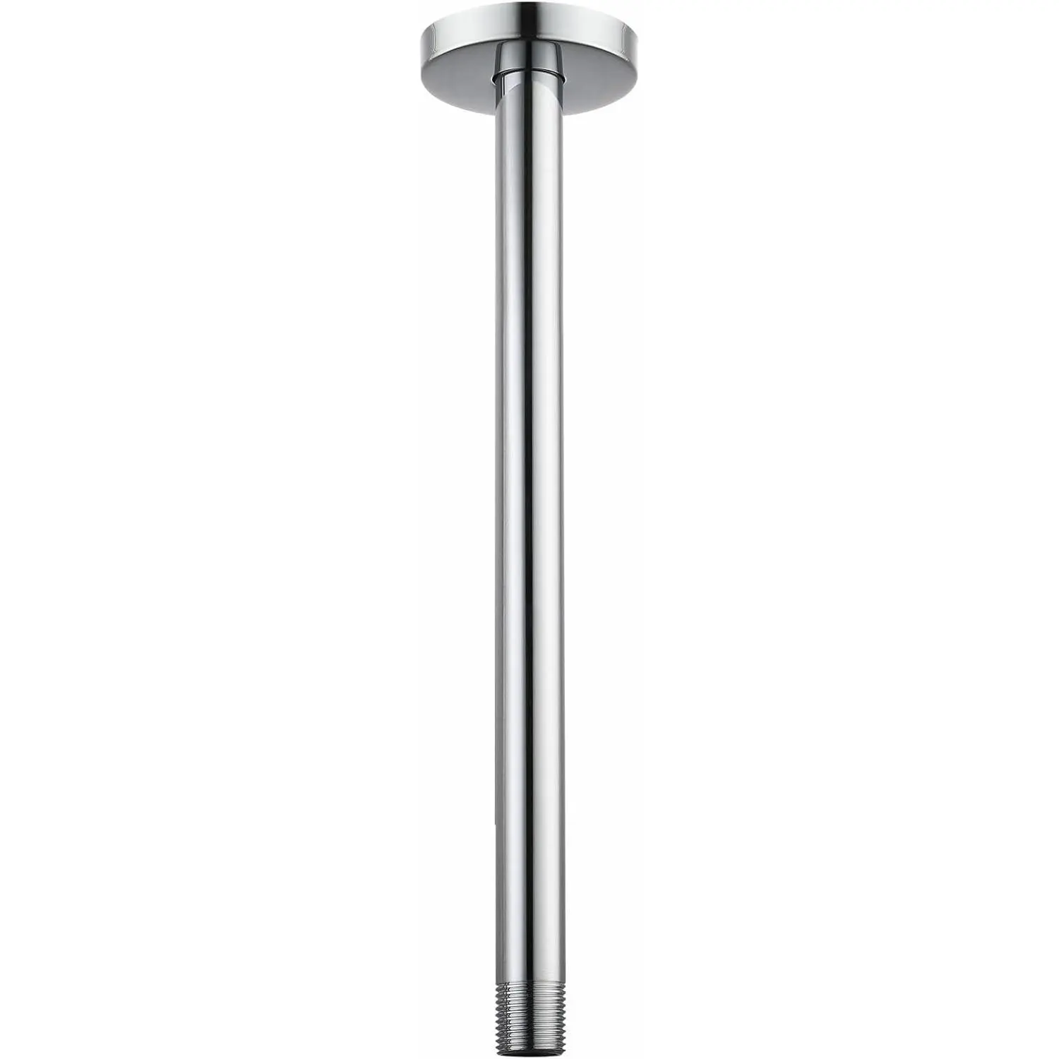 Shower Arm with Flange, Ceiling Mounted Fixed Shower Pipe, Bathroom Straight Rain Shower Replacement Arm, Universal Connection 1/2 NPT (16 Inch, Chrome)