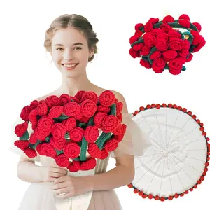 Finished Flower Bouquet Blanket,Handmade Crochet Flower Blanket, Rose Bouquet Blanket, Soft Knitted Throw Rose Blanket, Romantic Gift for Birthday Wedding Valentine’s Day Mother's Day Christmas for Mom Girls and Sisters