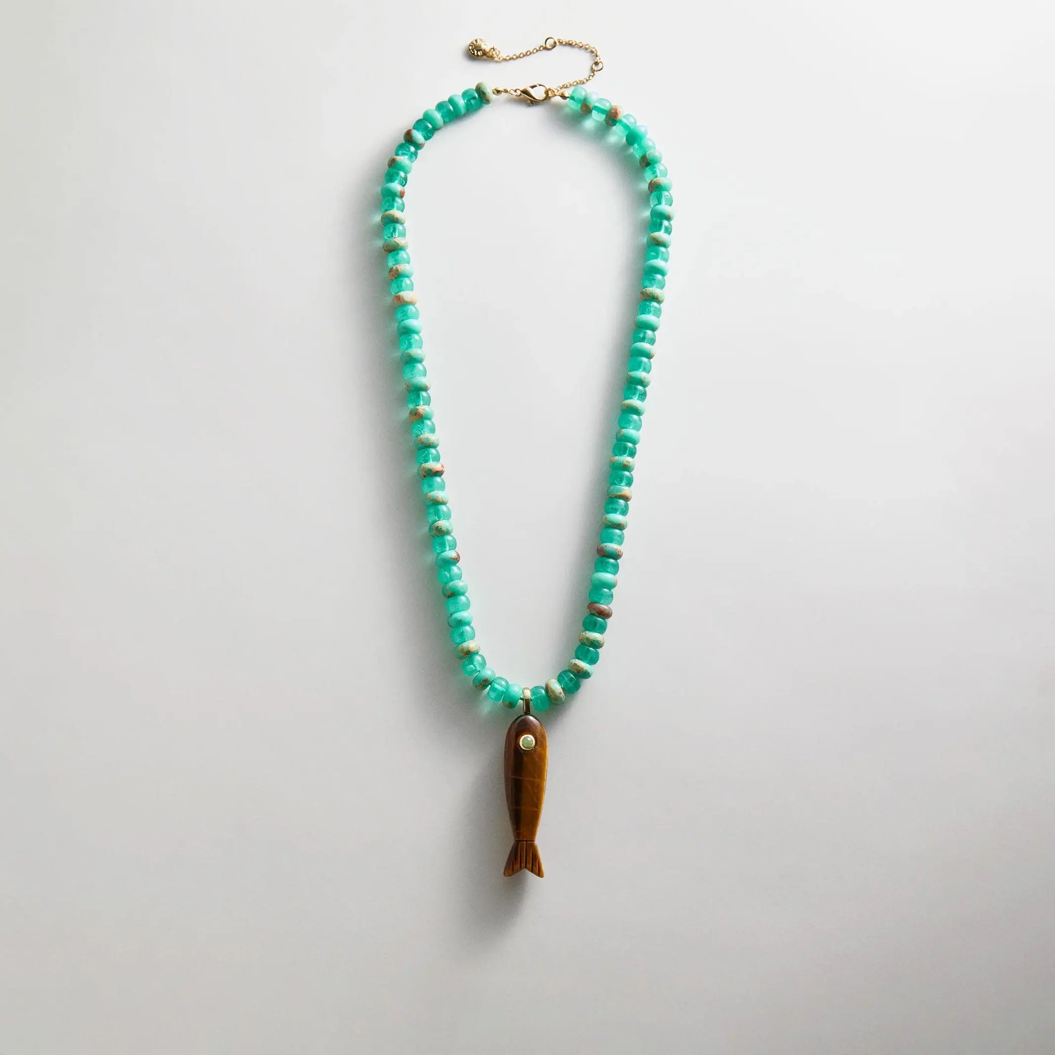 Sun Drift Semi-Precious Pendant Necklace - Brown Fish