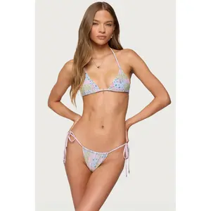 Patchwork Triangle Bikini Top