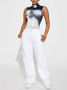 Fairfax High Rise Stretch Cargo Jeans - White