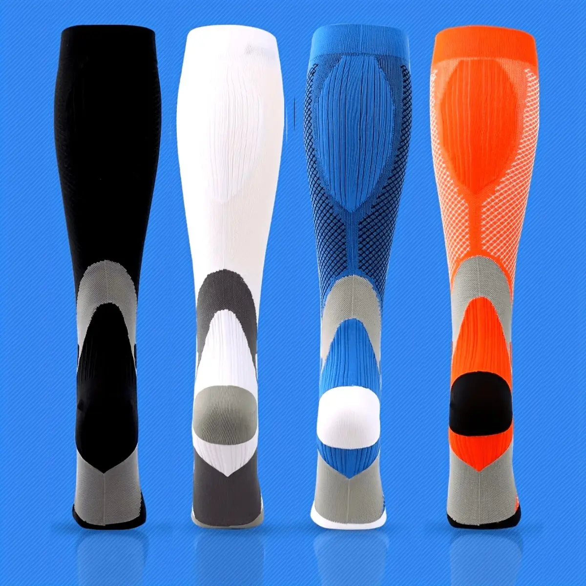 4 Pairs Compression Socks for Adults (Male & Female) - Compression Stockings, Athletic Support, Cushioned, Breathable, Lightweight, Durable, Ankle-High for Running, Gym, All Seasons, Assorted Colors