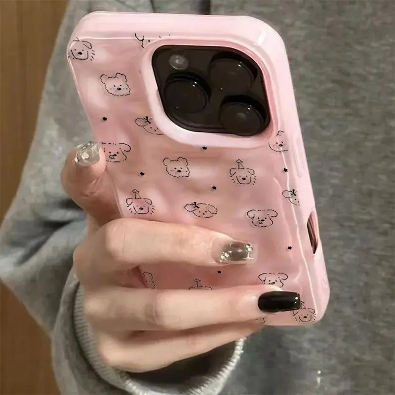 Cute Minimalist Full Puppies Soft Phone Case for iPhone 17 16 Pro Max 15 16 Pro 13 14 12 11 Pro Max Plus 16E 17Air Stylish Cover female shockproof beautiful Military Grade Rotating Camera slim durable oh one anti-scratch smartphone cover all-inclusive