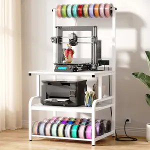 Homieasy 3D Printer Stand with Charging Station, Large Rolling Printer Cart with Filament Storage, 29.1" x 22.8" Heavy Duty Printer Table with 4-Tier Storage Shelves for Office, Workshop, Garage, Craft Room