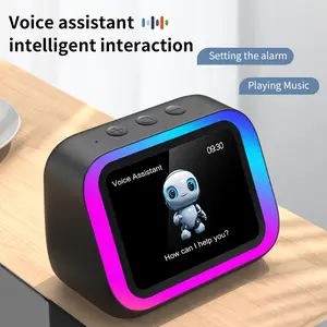 AI Smart Speaker, Wireless Bluetooth Speaker with Hands-Free Calling, Music Player, Digital Photo Frame, Time & Weather Forecast Display, Alarm Clock Function for Home Bedroom