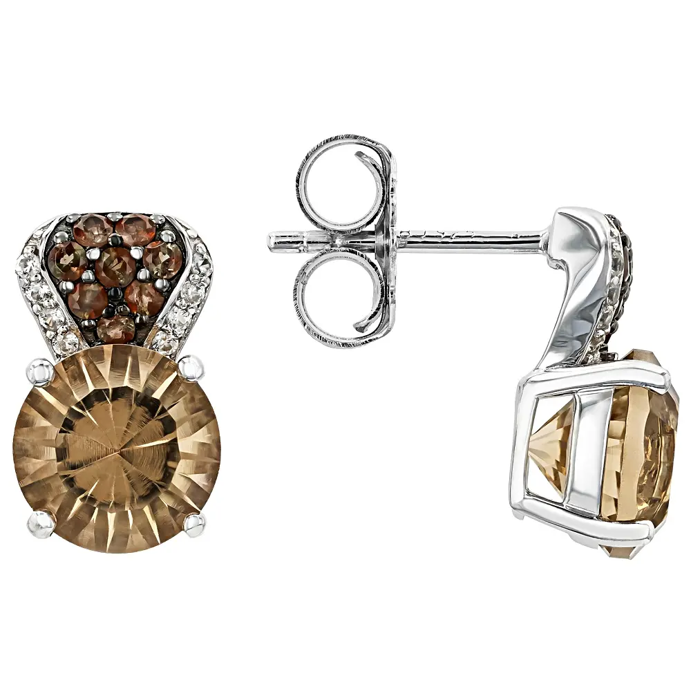 JTV Champagne Quartz Rhodium Over Sterling Silver Earrings 3.49ctw