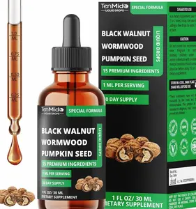 15in1 Black Walnut Liquid Drops with Wormwood, Pumpkin Seed, Oregano, Garlic, Soursop, Berberine, Shilajit,Ceylon Cinnamon, Turmeric & More - 30 Days Supply - 1FL Oz