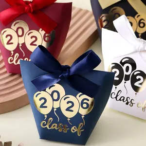 20 Elegant Mini Graduation Gift Boxes with 2026 Design, Paper Candy Bags for Candies, Chocolates, Small Gifts, Includes Ribbon