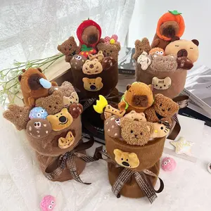 Cute Plush Animal Bouquet, 1 Set Cute Plush Animal Bouquet with Capybara Design, Birthday Present for Friend & Family, Gift for Capybara Lovers, Stuffed Animal