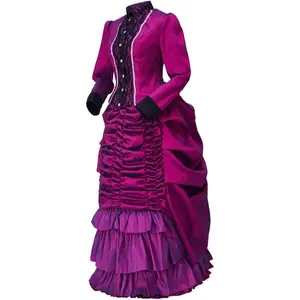 Clara Clayton Costume Purple Dress Women's Victotian Bustle Dress Gown