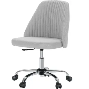 edx Vanity Chair, Armless Desk Chair with Wheels, Adjustable Swivel Fabric Makeup Chair, Comfortable Home Office Task Computer Chair