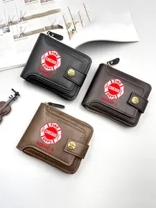 Chicago Fire Department Print Leather Wallet with Zip and Button Closure for Everyday Use Ideal for Firefighters and Emergency Responders Perfect Gift for Christmas New Year Father's Day and Special Occasions Durable and Stylish Accessory for Work and