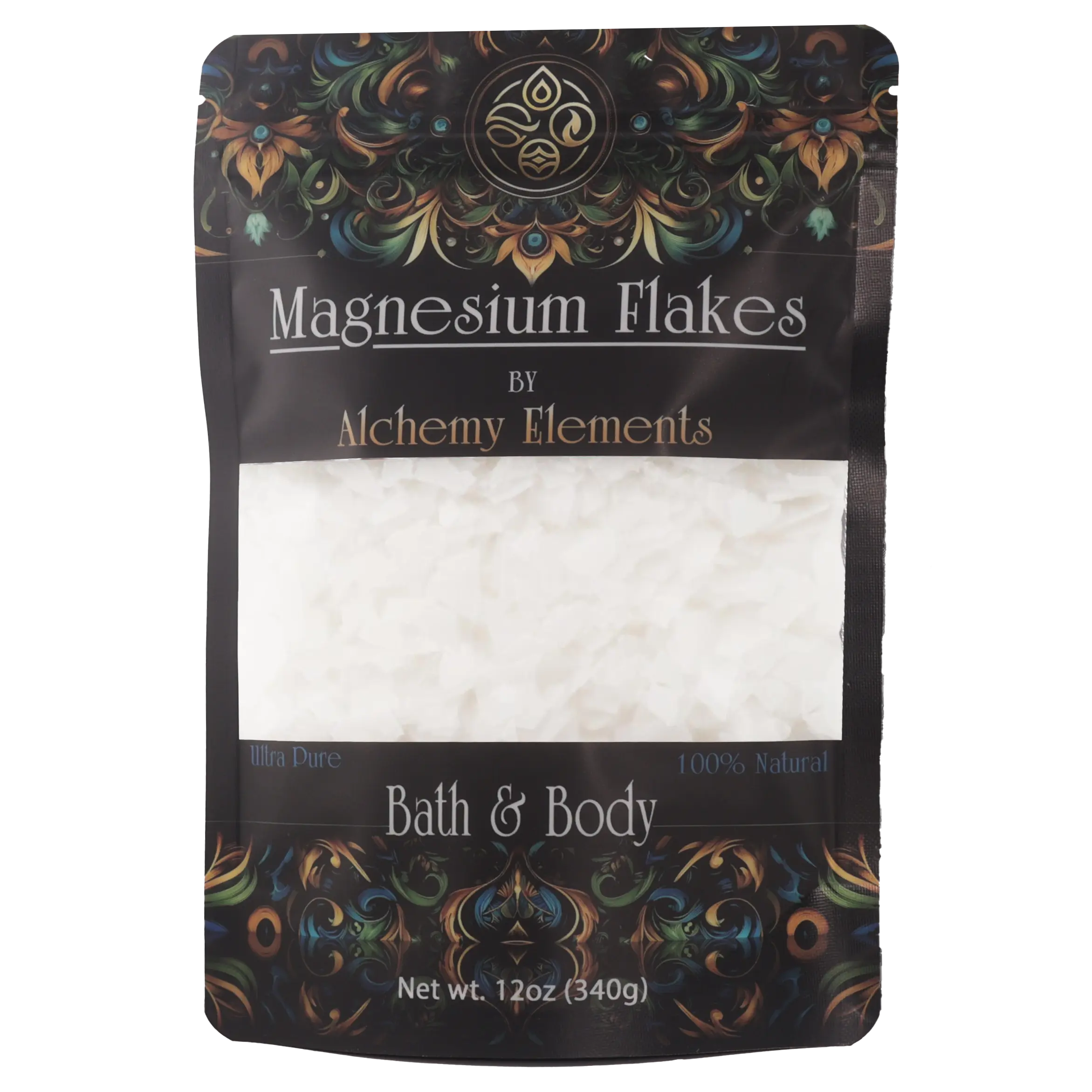Pure Magnesium Chloride Flakes | 100% Food Grade Certified | Bath Soak by Alchemy Elements 12oz | Body Care | Gentle