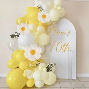 125pcs Yellow White Latex Balloons Daisy Balloon Garland Arch Set Easy Setup for Birthday, Wedding, Anniversary, Babyshower Spring Summer Party Decoration Balloon Arch Kit Decorations Supplies