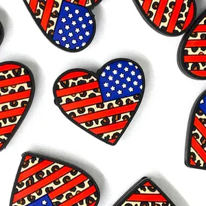 1pc American Heart Focal Beads - Colorful Flag Design for Beading or Beaded Pens