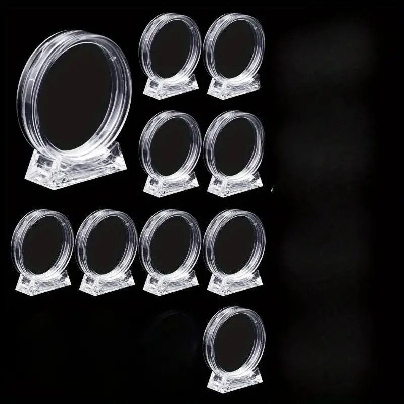 10pcs Transparent Challenge Coin Display Holders with Stands - Sleek, Durable Capsules for Commemorative Coins & Home Decor, Acrylic Desk Accessories