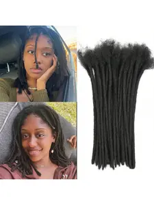 Natural Black Human Hair Permanent Dreadlock Extensions 30/60 Strands, 4-16 Inches, 100% Handmade Can Dye Bleach & Perm, Unisex Fit for Valentine's Day Mother's Day & Spring Outfits