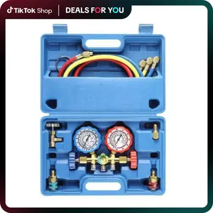 Orion Motor Tech 3 Way AC Diagnostic Manifold Gauge Set for Freon Charging, with Self Sealing & Puncturing R134A Can Tap/ Fits R134A R12 R22 and R502 Refrigerants, with 3FT/5FT Hose,fathersdaygift Car Repair Tools