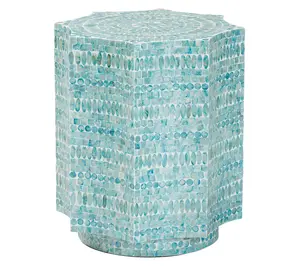 Baxton Studio Olesia Mosaic Teal Mother of Pearl End Table