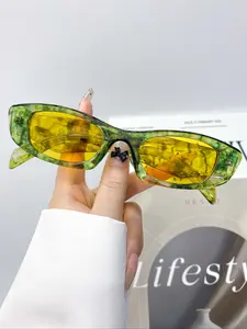 New Fashion Retro Small Frame Rectangular Glasses, Tinted Lens Glasses, Unisex Simple Versatile Daily Casual Wear Decorative Eyewear, Men Women Accessories