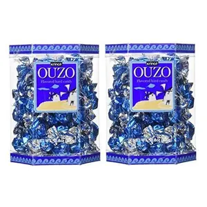 Krinos Ouzo Candy - Greek Favorite - Licorice Flavored Treat - Delicious Hard Candy - All Natural Flavors - Contains No Alcohol and No Gluten - Perfect for Parties, Party Favors, or Gifts (2pk)