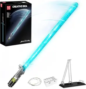 Mould King 10139 Lightsaber SBuilding Set with Rechargeable LED Light Sword & Stand 1089 Pieces Creative Idea Toy for Adults Kids Birthday Thanksgiving Christmas Halloween Cosplay Space Blade Building Kit