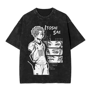 valentine shirts Hot Anime Blue Lock Itoshi Sae Cool Print T Shirt Men Women Oversized T-shirts Washed Cotton Tee Harajuku Male Manga Tshirt