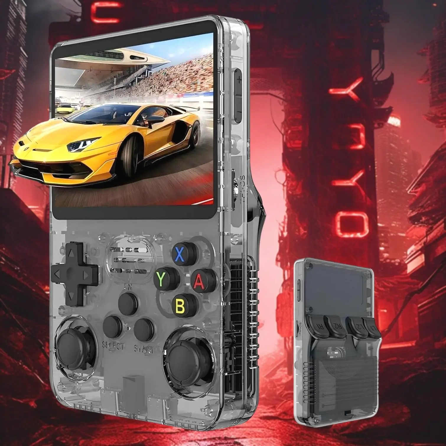 R36s Retro Video Handheld Game Console, Portable Mini Gaming Device, 64GB Memory, 3.5 Inch IPS Screen, 3500mah Battery, 21000+ Games