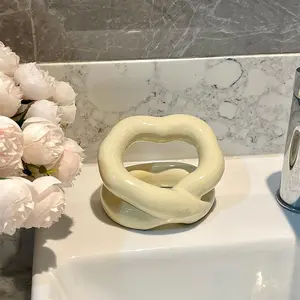 Ceramic Toothbrush Holder, Toothpaste Holder, Toothbrush Storage Rack, Bathroom Supplies, Home Organizer for Bathroom