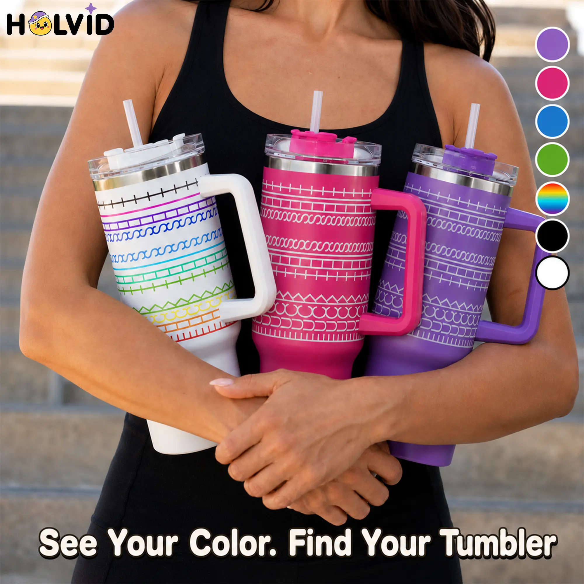 summerwins 40oz Unisex Stainless Steel Thermal Cup - Portable BPA-Free Water Bottle with Silicone Straw, Leak-Proof Lid Eases Car-Cup Trips, Grip Handle, Printed Design, 6h Hot Hold, Reusable Mug Great for Gym, Office, Road Trips