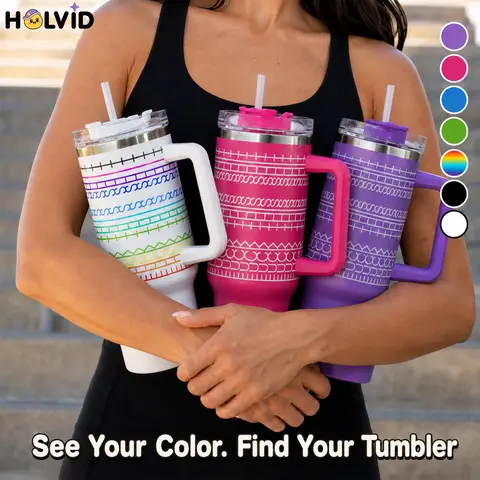 The Mood-on-the-Go Tumbler 40oz Unisex Color Play Stainless Steel Tumbler Vacuum Flask, Car Cup Holder Friendly, Silicone Straw, Leak-Proof Lid, Grip Handle, , 6h Hot/12h Cold Hold, Pink, Purple, Great for Office, Gym (Personality Birthday Gift )