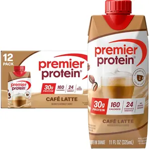 Premier Protein Shake Café Latte 30g Protein No Added Sugar 24 Vitamins Minerals 11 fl oz 12 Pack Creamy Coffee Flavor High Protein Nutrient Rich