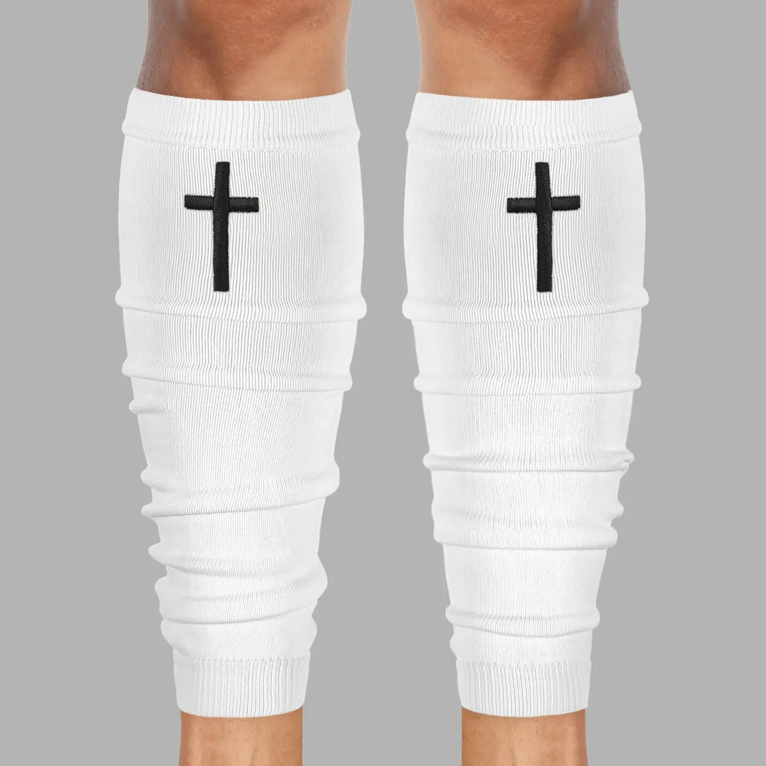 SLEEFS Faith Cross Scrunchie Leg Sleeves for Youth Athletes High-Performance 4-Way Stretch Fabric Moisture-Wicking Compression Sleeves with Reinforced Stitching