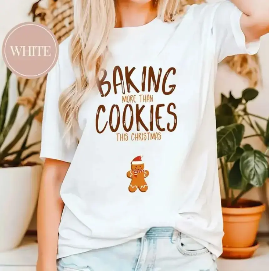 Baking More Than Cookies This Christmas T-Shirt, Sweatshirt, Hoodie – Cute Gingerbread Baby Bump Shirt For Moms, Pregnancy Reveal Holiday Outfit, Funny Maternity Top