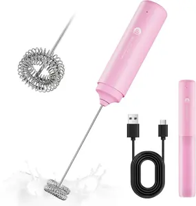 New England Stories Rechargeable Handheld Frother, Dual-Whisk Electric Drink Mixer for Coffee, Matcha & Foam, Portable & Powerful