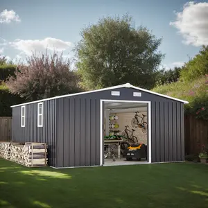 10x12 FT Outdoor Storage Shed, 0.25mm Color Steel Building with 2 Daylight Windows & Protective Film, Heavy Duty Metal Garden Shed for Backyard, Patio & Lawn