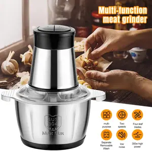 Food Processor, Meat Grinder Electric Food Chopper with 4 Large Sharp Blades for Meat, Fruits, Vegetables, Baby Food, Nuts, 2 Speed, 300W