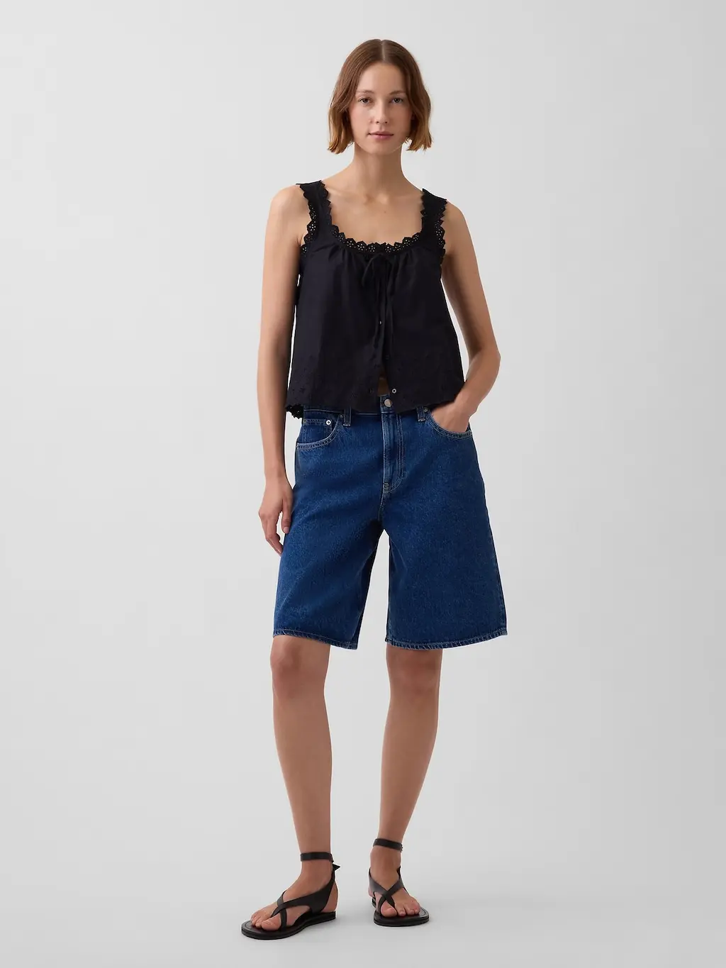 Gap Women's Mid Rise Longline Denim Shorts
