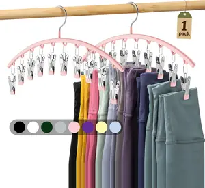 1/2/4 Pack Legging Organizer Hangers with Clips, Holds 10/20/40 Yoga Pants, Metal Sock Hangers, Space-Saving for Closet Organization and Storage (Pink)